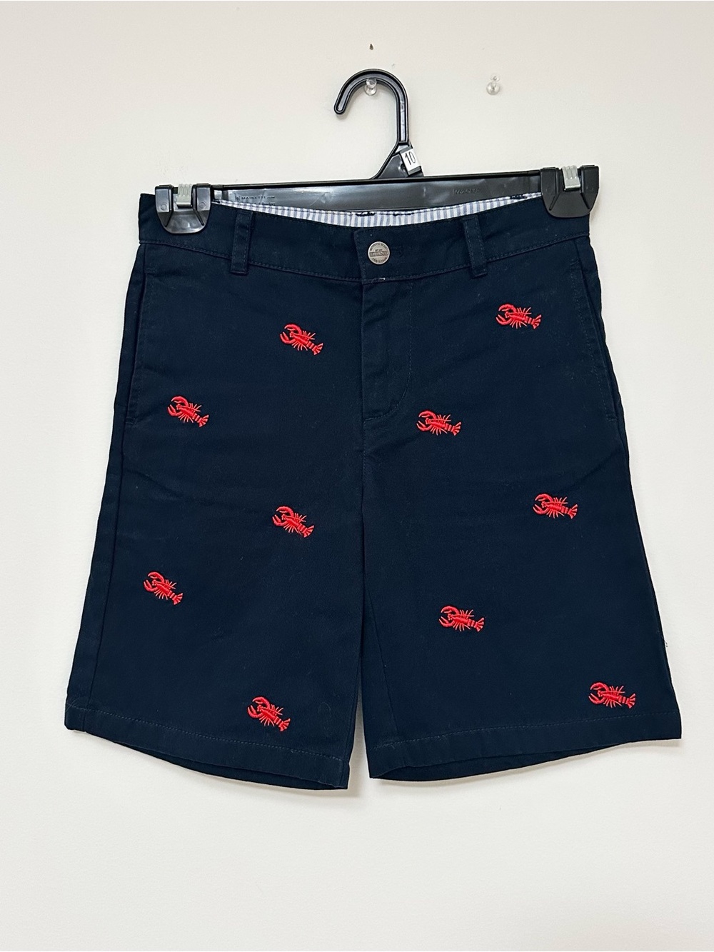 E-Land Kids Boy's size 6 NEW Navy Shorts with Red Embroidered Lobsters Summer